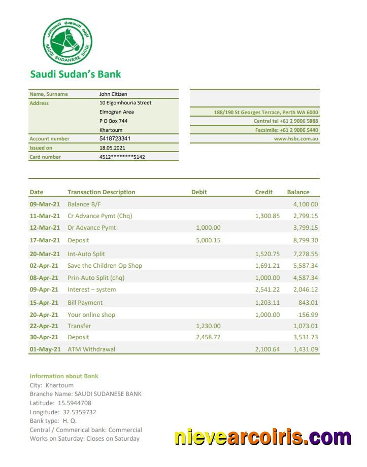 Sudan Saudi Sudanese Bank excel pdf